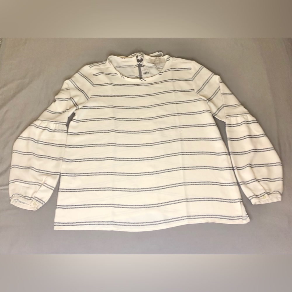 Ann Taylor LOFT Cream Black Blouse Size Medium